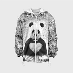 Куртка с капюшоном детская Панда Любовь Сердце Меланж, цвет: 3D-белый
