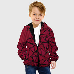 Куртка с капюшоном детская Красный комбинированный узор, цвет: 3D-черный — фото 2