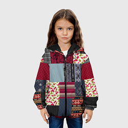 Куртка с капюшоном детская Деревенский стиль Пэчворк, цвет: 3D-черный — фото 2