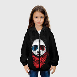 Куртка с капюшоном детская Панда Хипстер в Очках, цвет: 3D-черный — фото 2