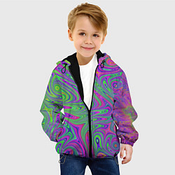 Куртка с капюшоном детская Неоновый абстрактный узор, цвет: 3D-черный — фото 2