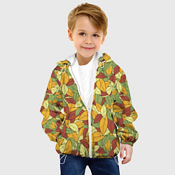 Куртка с капюшоном детская Яркие осенние листья, цвет: 3D-белый — фото 2