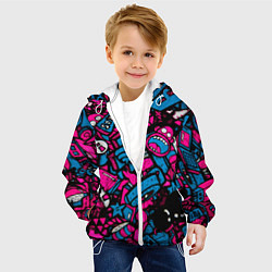 Куртка с капюшоном детская Мультяшные кислотные картинки, цвет: 3D-белый — фото 2