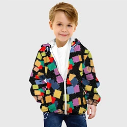 Куртка с капюшоном детская Заплатки на черном фоне, цвет: 3D-белый — фото 2