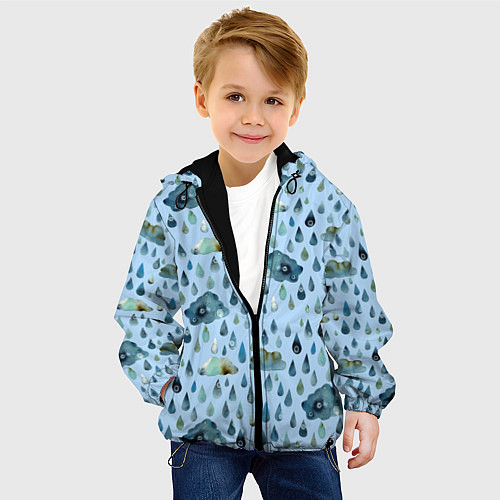 Детская куртка Дождливая осень Тучки и дождь / 3D-Черный – фото 4