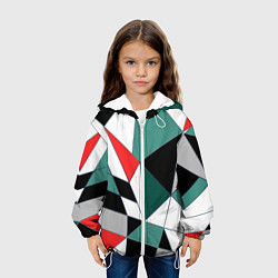 Куртка с капюшоном детская Абстрактный геометрический, цвет: 3D-белый — фото 2