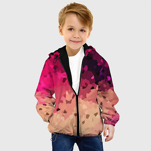 Детская куртка Бежево-малиновый абстрактный / 3D-Черный – фото 4