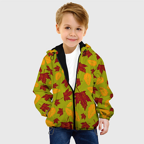 Детская куртка Осенние листья клён и дуб / 3D-Черный – фото 4