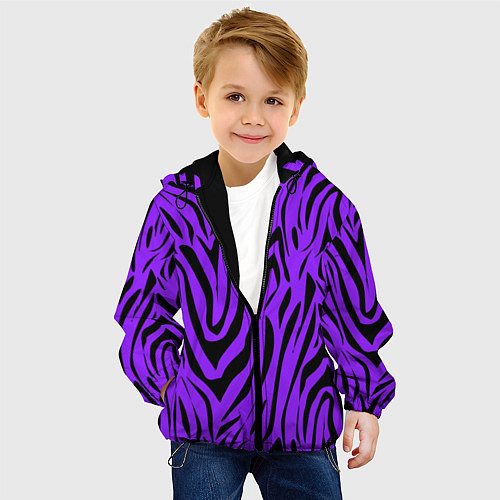 Детская куртка Абстрактный узор зебра / 3D-Черный – фото 4