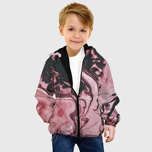 Детская куртка Розовые Разводы С черными / 3D-Черный – фото 4