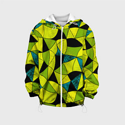 Куртка с капюшоном детская Гранжевый яркий зеленый, цвет: 3D-белый