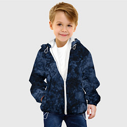 Куртка с капюшоном детская Темно-синяя текстура камня, цвет: 3D-белый — фото 2
