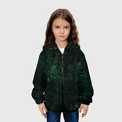 Куртка с капюшоном детская Темно-зеленый мраморный узор, цвет: 3D-черный — фото 2