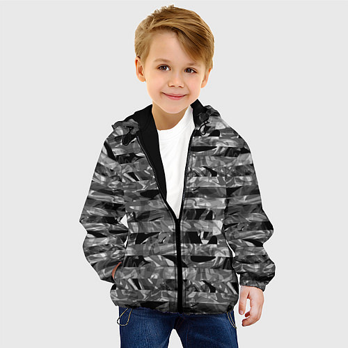 Детская куртка Черно -белый полосатый узор / 3D-Черный – фото 4