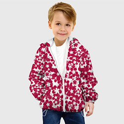 Куртка с капюшоном детская Бело-красный цветочный, цвет: 3D-белый — фото 2