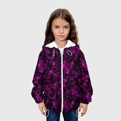 Куртка с капюшоном детская Абстрактный узор цвета фуксия, цвет: 3D-белый — фото 2