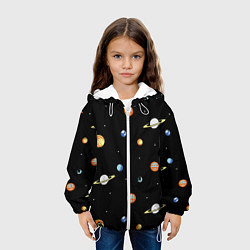 Куртка с капюшоном детская Планеты в космосе, цвет: 3D-белый — фото 2