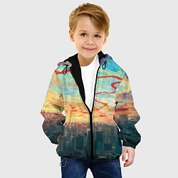 Куртка с капюшоном детская Токио красками, цвет: 3D-черный — фото 2
