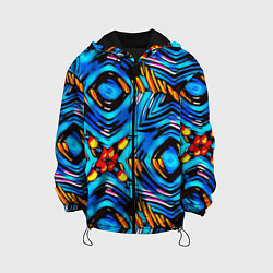 Куртка с капюшоном детская Желто-синий абстрактный узор, цвет: 3D-черный