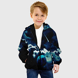 Куртка с капюшоном детская КОСМИЧЕСКИЕ ОБЛАКА, цвет: 3D-черный — фото 2
