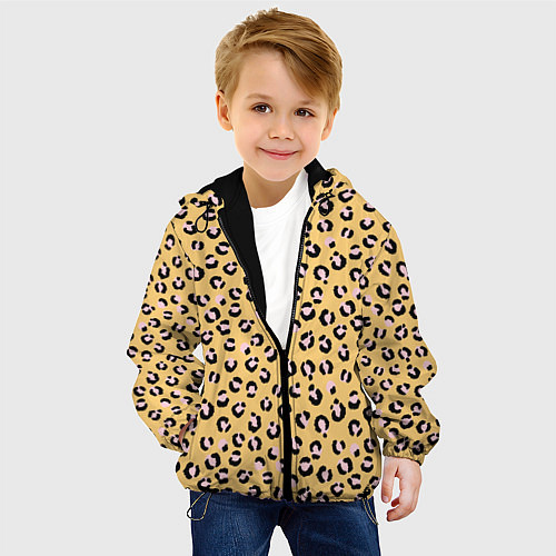 Детская куртка Желтый леопардовый принт / 3D-Черный – фото 4