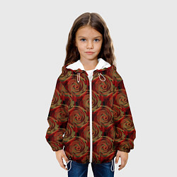 Куртка с капюшоном детская Красно-оливковый ретро, цвет: 3D-белый — фото 2