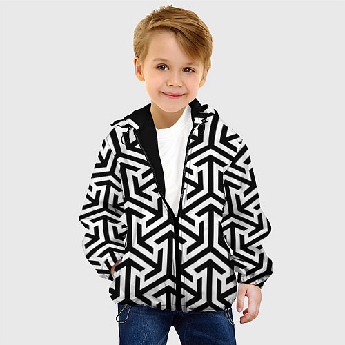 Детская куртка Геометрия Фигур черно - белая / 3D-Черный – фото 4
