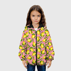 Куртка с капюшоном детская Лимоны паттерн, цвет: 3D-черный — фото 2