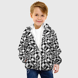 Куртка с капюшоном детская Черно-белый абстрактный узор, цвет: 3D-белый — фото 2