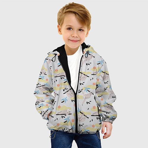 Детская куртка Ленивцы паттерн / 3D-Черный – фото 4