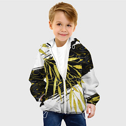 Куртка с капюшоном детская Абстракция с золотыми листьями, цвет: 3D-белый — фото 2