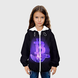 Куртка с капюшоном детская BITCOIN IN HAND БИТКОИН, цвет: 3D-белый — фото 2