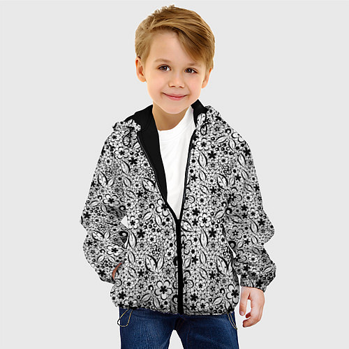 Детская куртка Черное кружево цветочное / 3D-Черный – фото 4