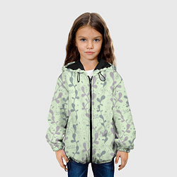 Куртка с капюшоном детская Растительный зеленый узор, цвет: 3D-черный — фото 2