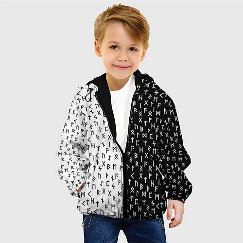 Детская куртка Руны чёрно-белое / 3D-Черный – фото 4