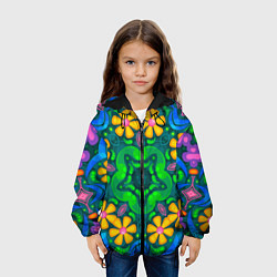 Куртка с капюшоном детская Цветы и узоры - Калейдоскоп, цвет: 3D-черный — фото 2