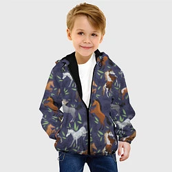 Куртка с капюшоном детская Лошадки узор, цвет: 3D-черный — фото 2