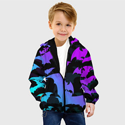 Куртка с капюшоном детская ЛЕТУЧИЕ МЫШИ ХЕЛЛОУИН НЕОН HALLOWEEN NEON, цвет: 3D-черный — фото 2