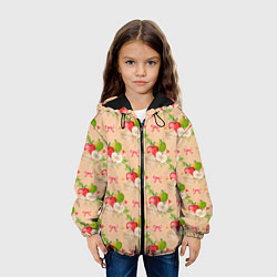 Куртка с капюшоном детская Яблоки паттерн, цвет: 3D-черный — фото 2