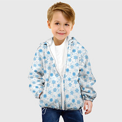 Куртка с капюшоном детская Снежинки снежные узоры, цвет: 3D-белый — фото 2