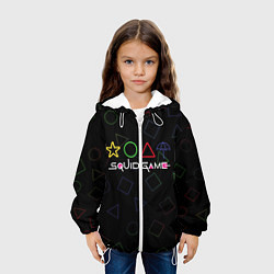 Куртка с капюшоном детская ИГРА В КАЛЬМАРА ФИГУРЫ УЗОР, цвет: 3D-белый — фото 2