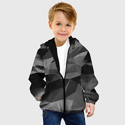 Куртка с капюшоном детская Чб абстракция, цвет: 3D-черный — фото 2