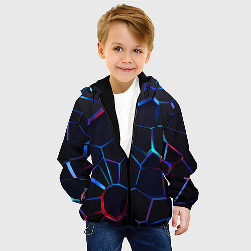 Детская куртка Неоновые 3D плиты Неоновые плиты / 3D-Черный – фото 4