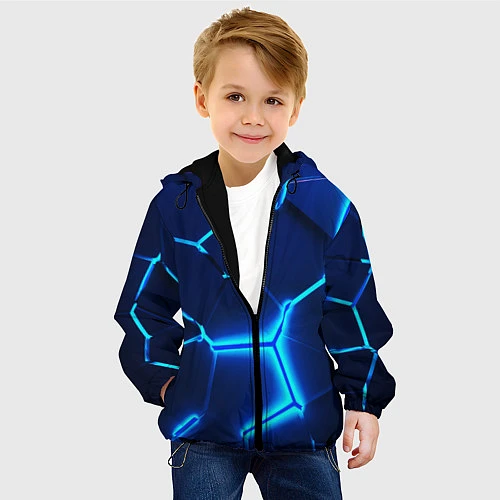 Детская куртка 3D ПЛИТЫ NEON STEEL НЕОНОВЫЕ ПЛИТЫ / 3D-Черный – фото 4
