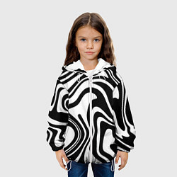 Куртка с капюшоном детская Черно-белые полосы Black and white stripes, цвет: 3D-белый — фото 2