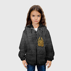 Куртка с капюшоном детская Волчий отпечаток золотом Символ Велеса, цвет: 3D-черный — фото 2