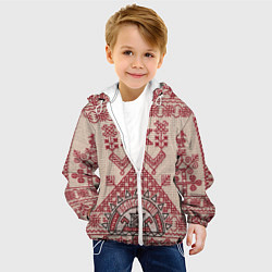 Куртка с капюшоном детская Славянская вышивка Узоры Руси, цвет: 3D-белый — фото 2