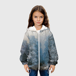 Куртка с капюшоном детская Зимний пейзаж картина маслом, цвет: 3D-белый — фото 2