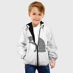 Куртка с капюшоном детская QR Кот Версия 2, цвет: 3D-черный — фото 2