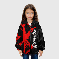 Куртка с капюшоном детская БЕРСЕРК КРАСНОЕ КЛЕЙМО ИЕРОЛГИФЫ, цвет: 3D-черный — фото 2